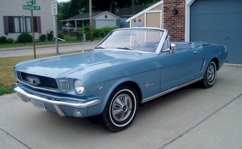 Silver Blue 65 Mustang Convertible