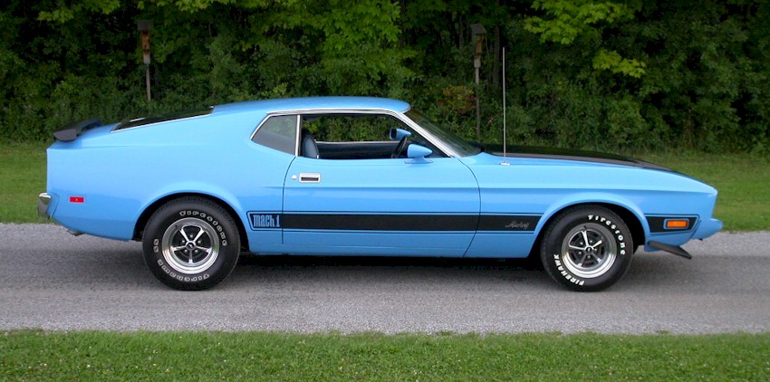 Medium Aqua Blue 1973 Mustang Mach 1