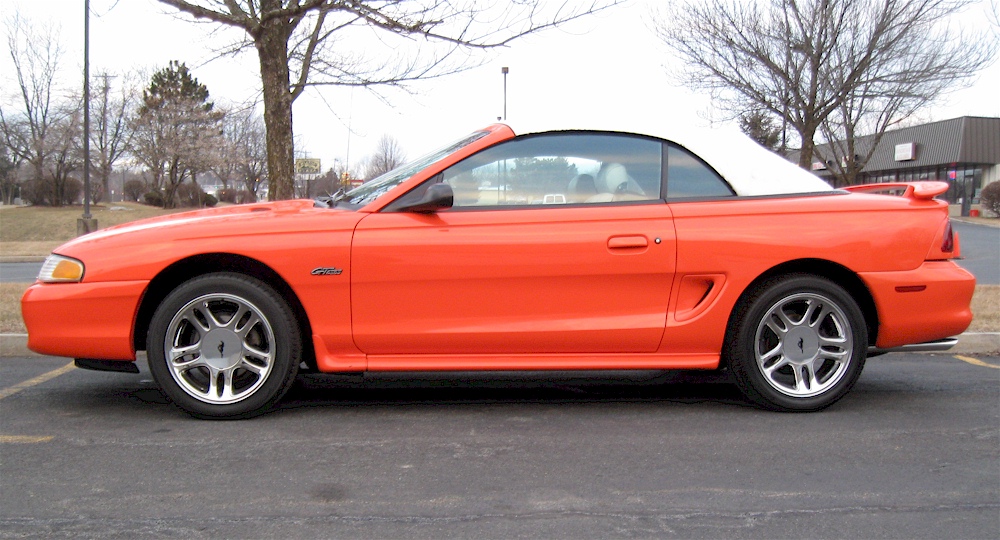 Bright Tangerine Orange 1996 Ford Mustang GT Convertible