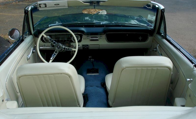 Blue and White 1964 Mustang Interior