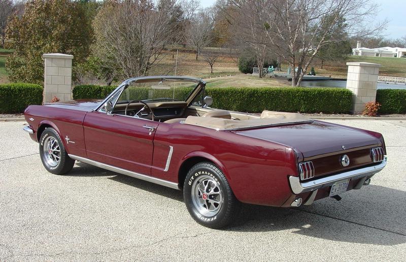 Vintage Burgundy 1965 Mustang Convertible