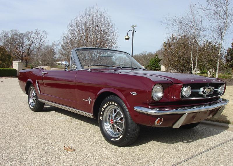 Vintage Burgundy 1965 Mustang Convertible