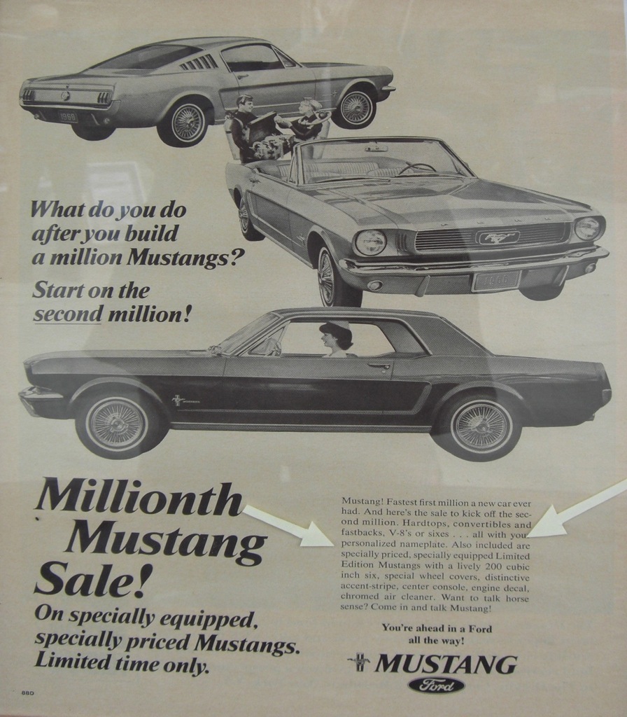 1966 Millionth Mustang Sale Advertisement