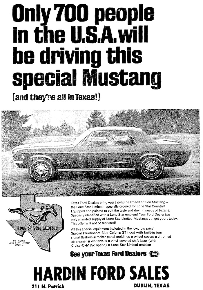 Lone Star Limited Edition Mustang Advertisement
