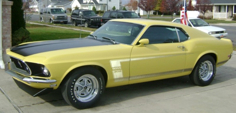Bright Yellow 1969 Boss 302 Mustang Fastback
