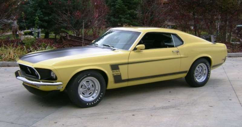 Bright Yellow 1969 Boss 302 Mustang Fastback