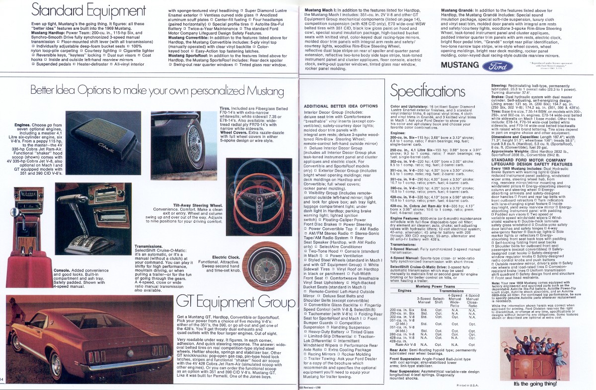 Page 14 & 15: 1969 Mustang Promotional Brochure