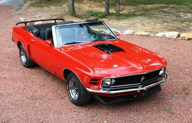 Red 1970 Mustang convertible