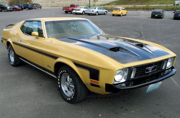 Light Yellow Gold 73 Mustang Fastback