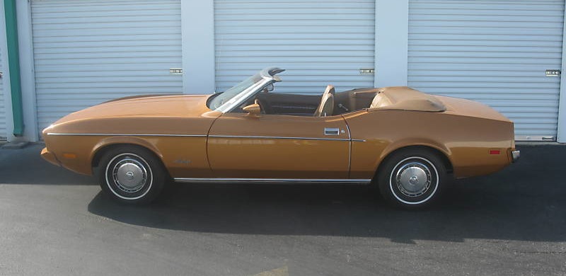 Medium Yellow Gold 73 Mustang Convertible