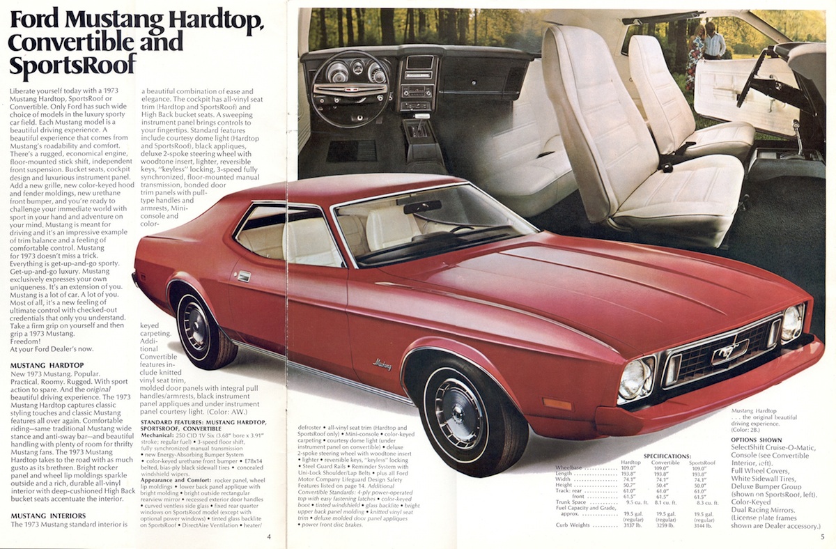 Page 4 & 5: 1973 Ford Mustang Promotional Brochure