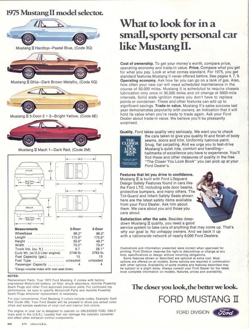 General 1975 Ford Mustang Specifications