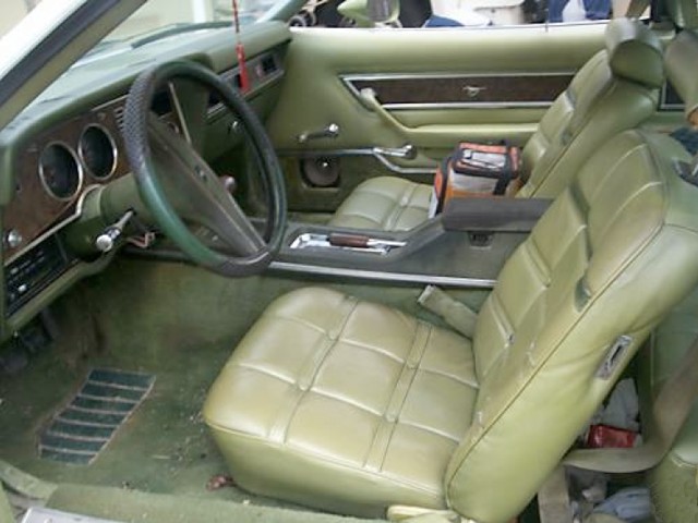 Green Interior 75 Mustang Ghia coupe