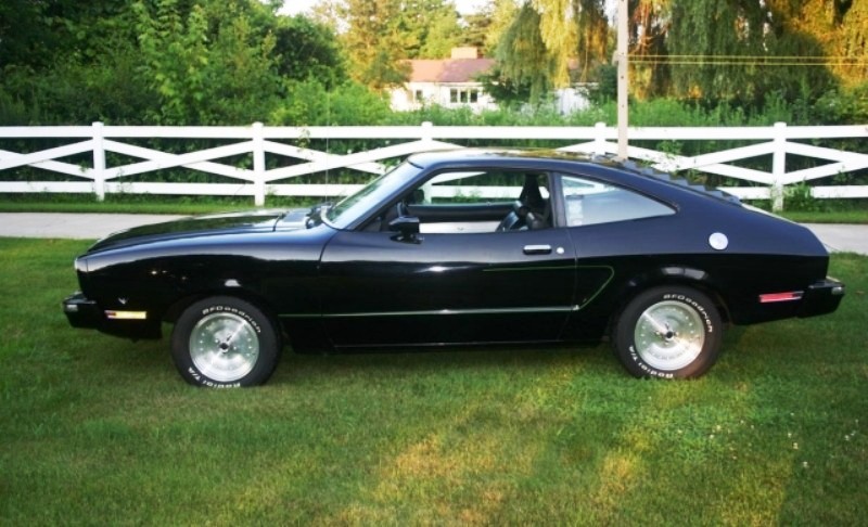 Black 76 Mustang II Mach1 Fastback
