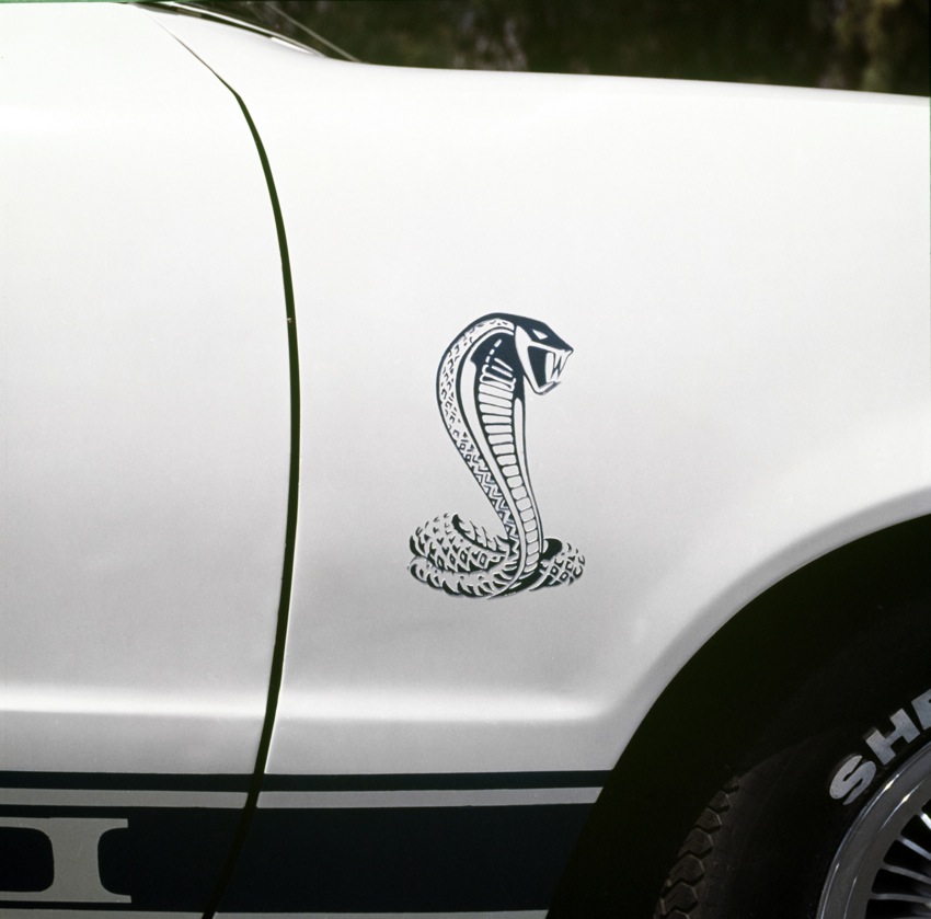 White 76 Mustang II Cobra Emblem