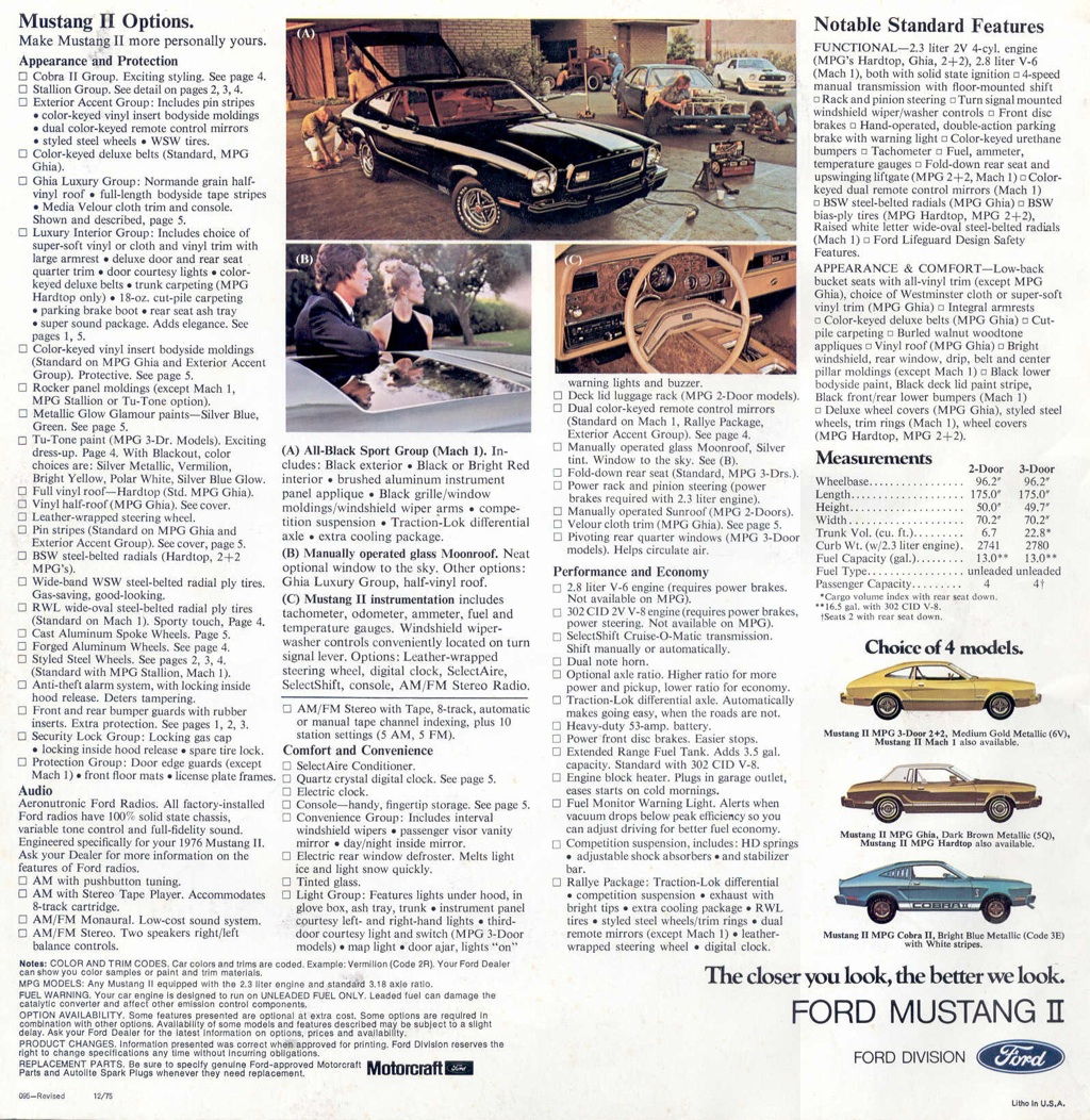 1976 Ford Mustang Promotional Catalog