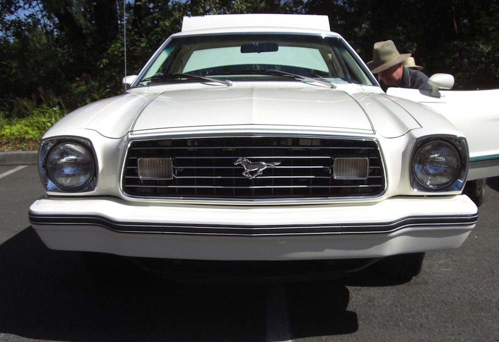Polar White 1977 Ghia Coupe with Green Vinyl Roof