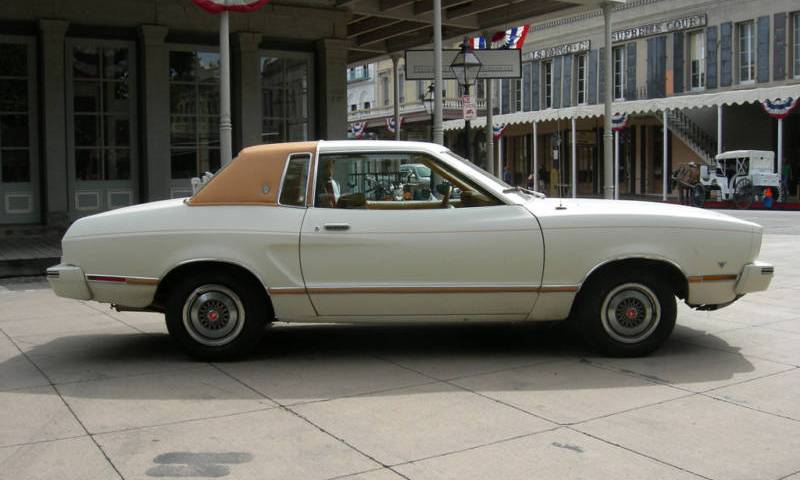 White 1978 Mustang Ghia Chamois Vinyl Hardtop