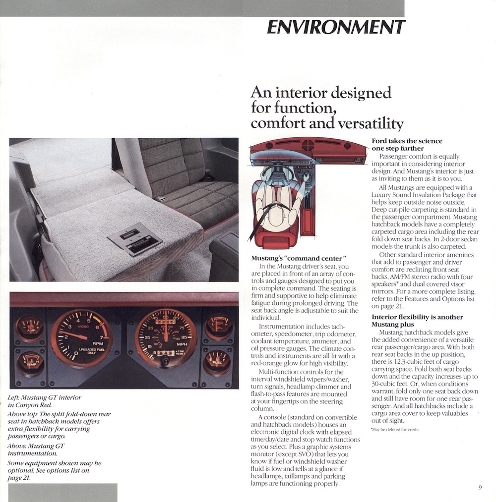 Page 9: 1986 Ford Mustang Promotional Brochure