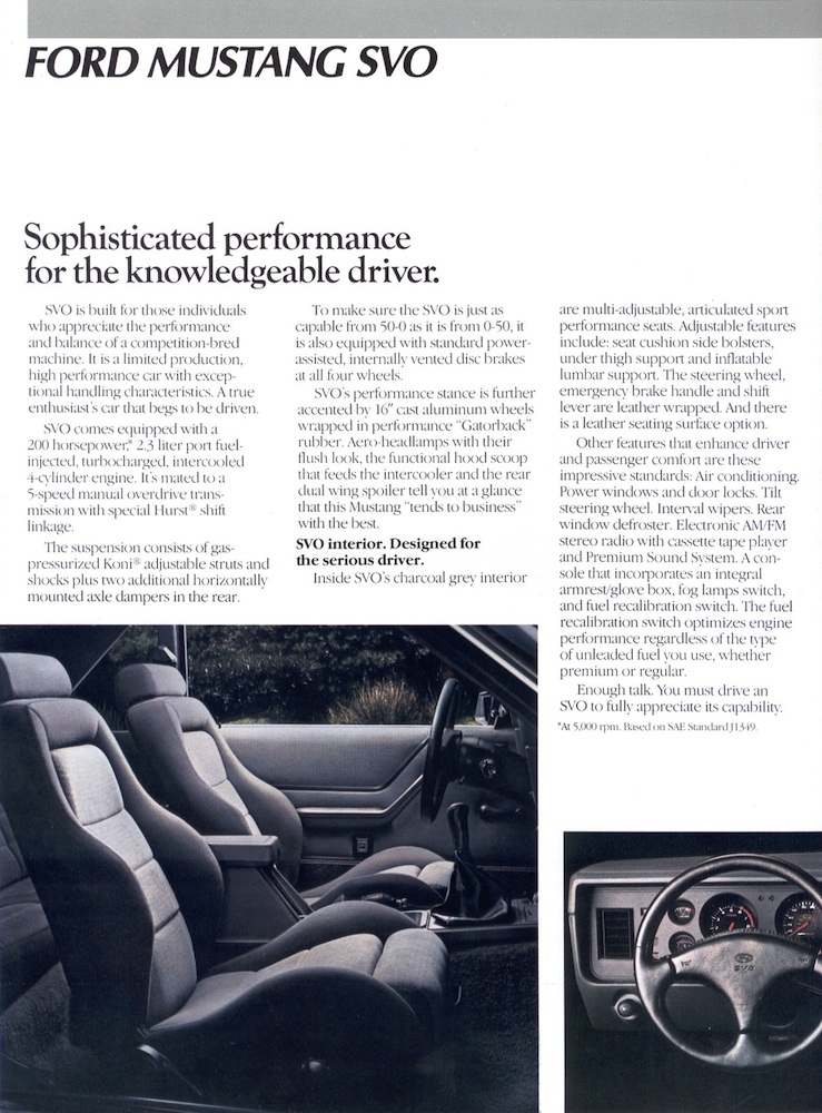 Page 14: 1986 Ford Mustang Promotional Brochure