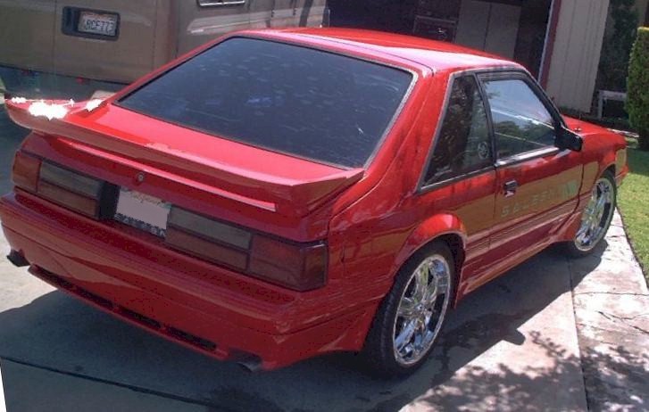 Vermilion 1990 Mustang Saleen hatchback