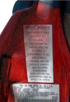 Saleen sticker 1990 Mustang Saleen