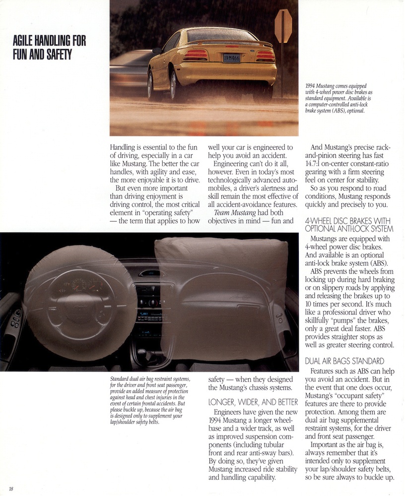 Page 18: 1994 Ford Mustang Promotional Brochure