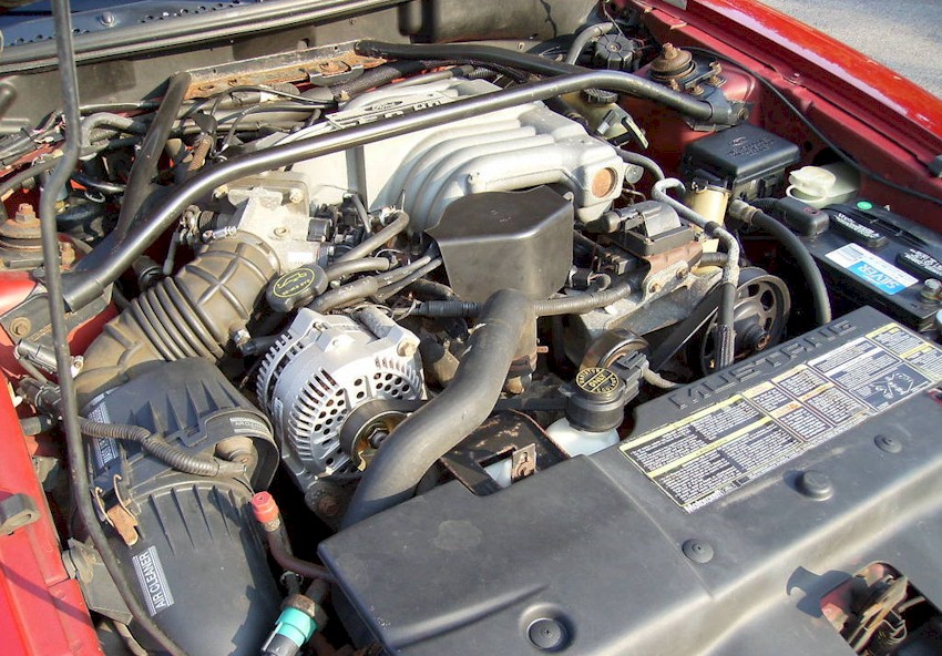 Laser Red 1993 Mustang GTS Engine