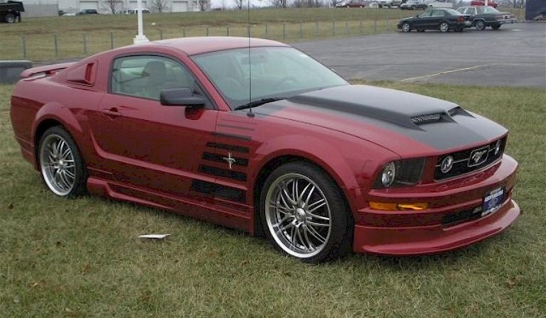 Dark Candy Apple Red Mustang Coupe with Uplifter Package