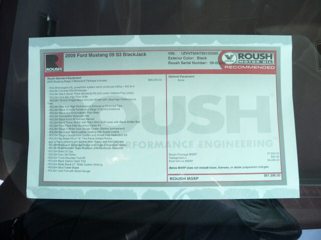 Window Sticker 2009 Roush Black Jack Mustang Convertible