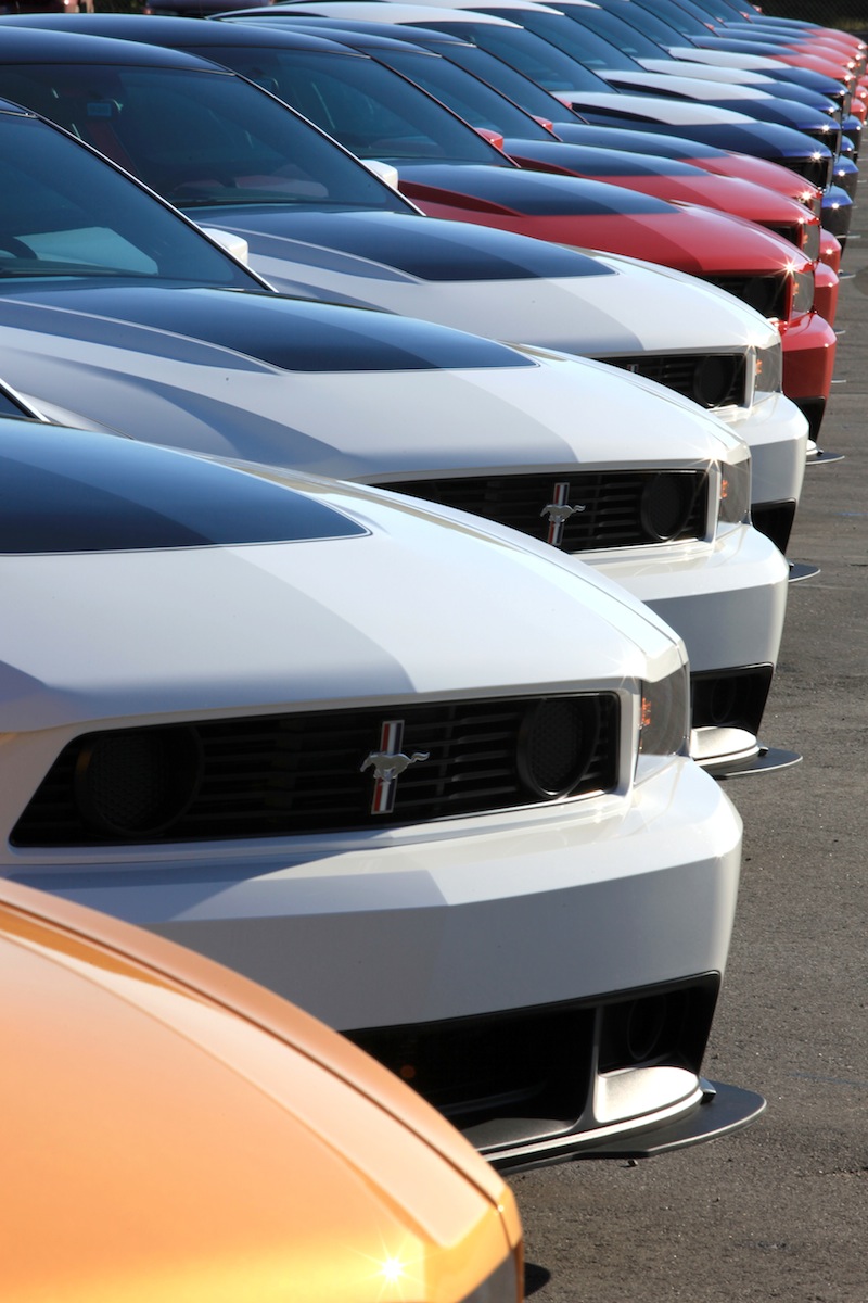 Line of 2012 Boss 302 Mustangs