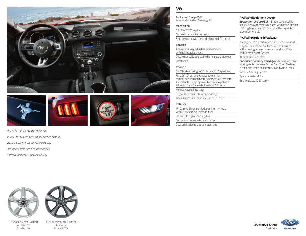 2015 Mustang V6 Specs