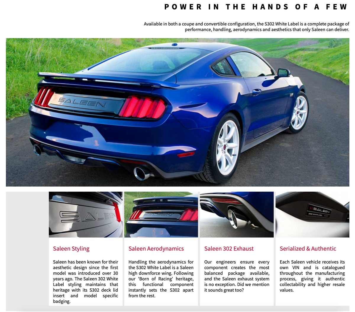 2016 S302 White Label Saleen Mustang sales brochure