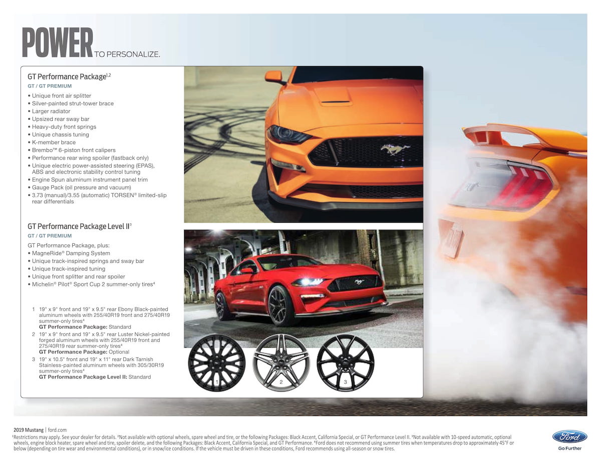 2019 Mustang GT performance packages