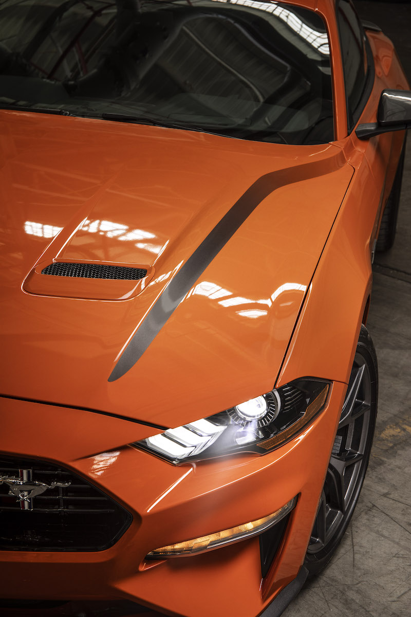hood stripes and grille of the high performance package